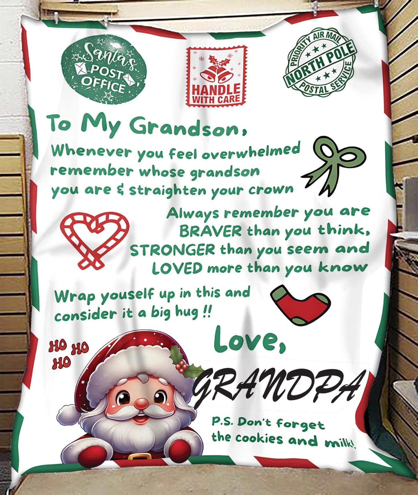 BLANKET FOR GRANDSON – COMFORT & WARMTH GIFT FROM GRANDPA  Sherpa Fleece Quilt Blanket LUAN00 (SKUB10-182)