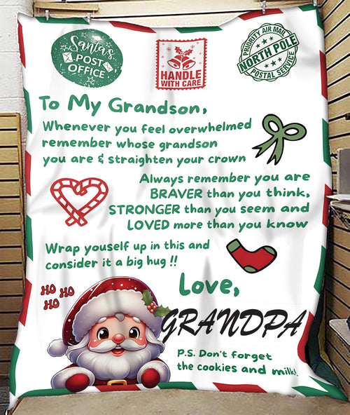 BLANKET FOR GRANDSON – COMFORT & WARMTH GIFT FROM GRANDPA  Sherpa Fleece Quilt Blanket LUAN00 (SKUB10-182)