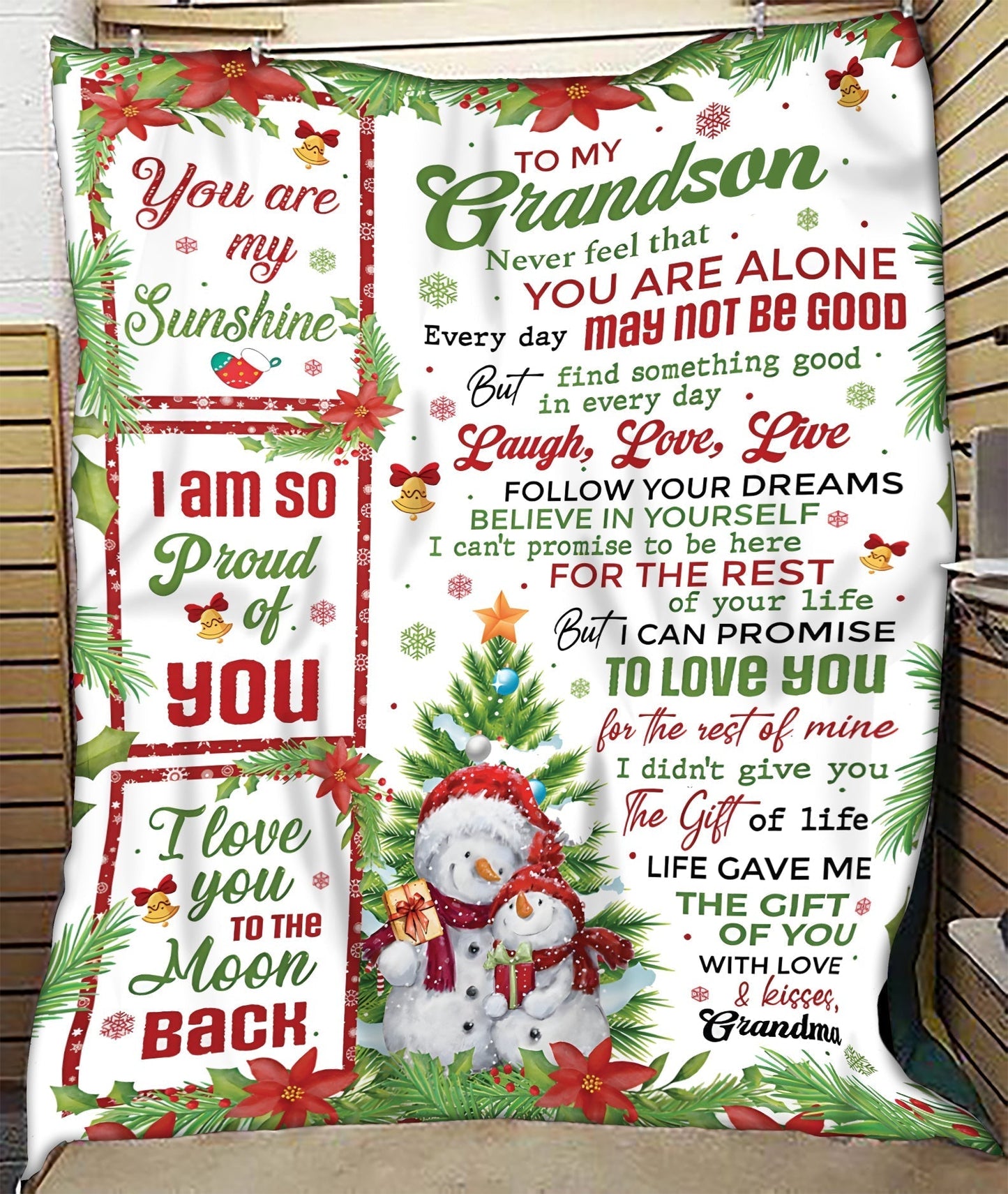 BLANKET FOR GRANDSON – COMFORT & WARMTH CHRISTMAS GIFT FROM GRANDMA  Sherpa Fleece Quilt Blanket LUAN00 (SKUB10-183)