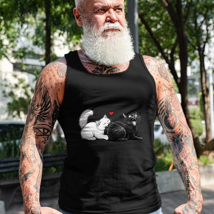 Cat Love Shirt, Funny Cat Lover Gift UnisexT-Shirt/Hoodie/Sweatshirt HLT00 - Women_s Funny Cat Couple Black White Cats Love Cat Biting Cat Butt V-Neck T-Shirt (1)