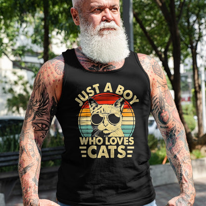 Cat Love Shirt, Funny Cat Lover Gift UnisexT-Shirt/Hoodie/Sweatshirt HLT00 - Vintage Just A Boy Who Loves Cats Boy Kitten Cat Lover Boys T-Shirt, Youth, Heather Blue, Small