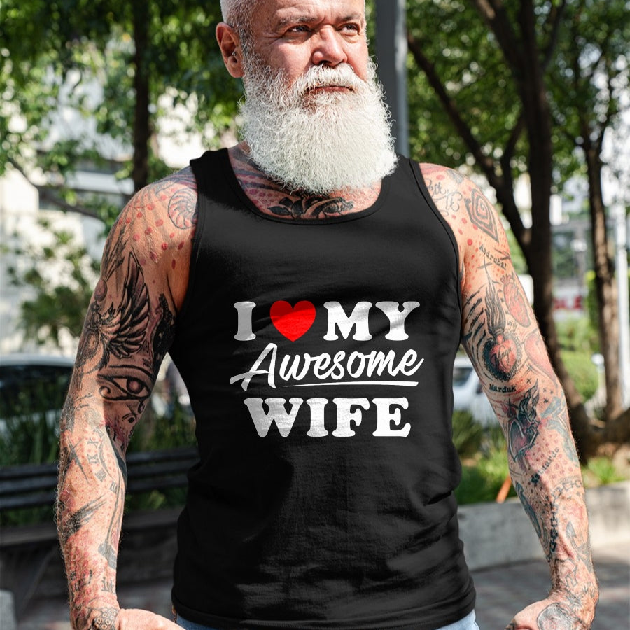 Best Husband Shirt, Wife and Husband Unisex T-Shirt/Hoodie/Sweatshirt HLT00 - I Love My Awesome Wife T Shirt for Men T-Shirt