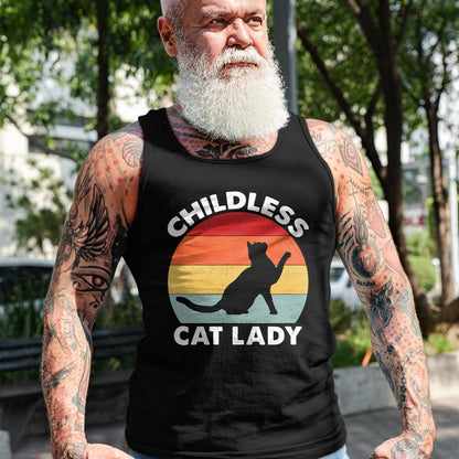 Cat Love Shirt, Funny Cat Lover Gift UnisexT-Shirt/Hoodie/Sweatshirt HLT00 - Vintage Childless Cat Lady T-Shirt