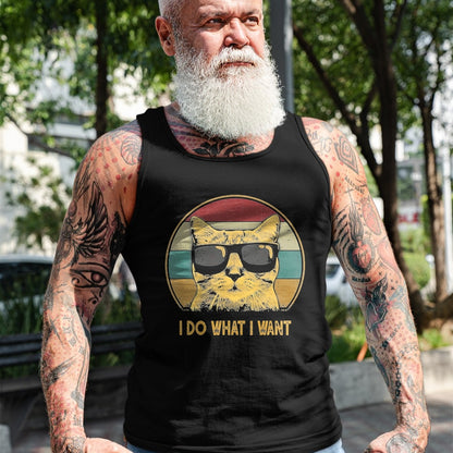 Cat Love Shirt, Funny Cat Lover Gift UnisexT-Shirt/Hoodie/Sweatshirt HLT00 - Retro Ich Mache was ich Want, cat Funny cat Lover T-Shirt, Men, Black, 3X-Large