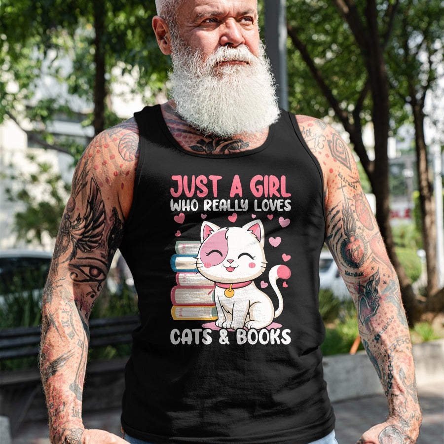 Cat Love Shirt, Funny Cat Lover Gift UnisexT-Shirt/Hoodie/Sweatshirt HLT00 - Girl Who Loves Cats and Books Cute T-Shirt