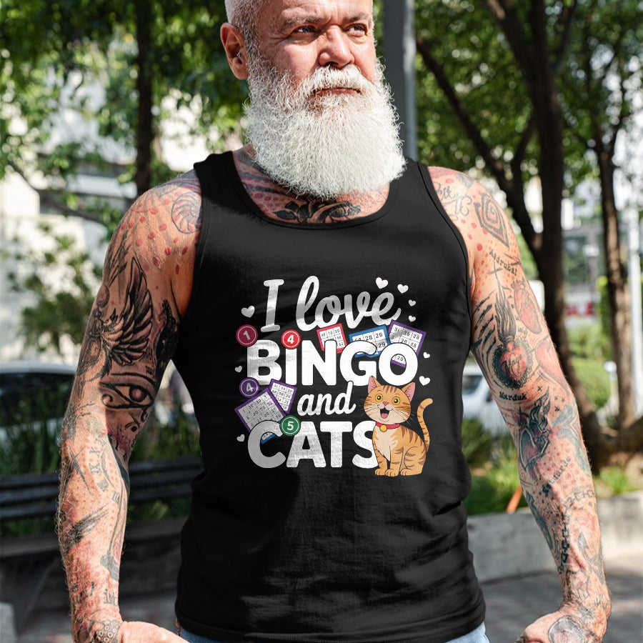 Cat Love Shirt, Funny Cat Lover Gift UnisexT-Shirt/Hoodie/Sweatshirt HLT00 - Cat Lover I Love Bingo And Cats Gambling Bingo Player Bingo Men Women T-Shirt