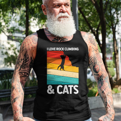 Cat Love Shirt, Funny Cat Lover Gift UnisexT-Shirt/Hoodie/Sweatshirt HLT00 - I Love Rock Climbing & Cats Cute Kitty Cat Lover Gift T-Shirt