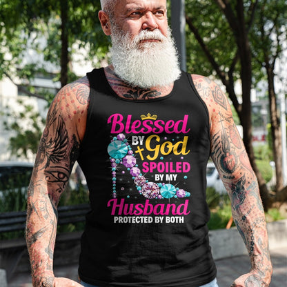Best Husband Shirt, Wife and Husband Unisex T-Shirt/Hoodie/Sweatshirt HLT00 - Christian Wife Jesus Blessed by God Spoiled by My Husband T-Shirt