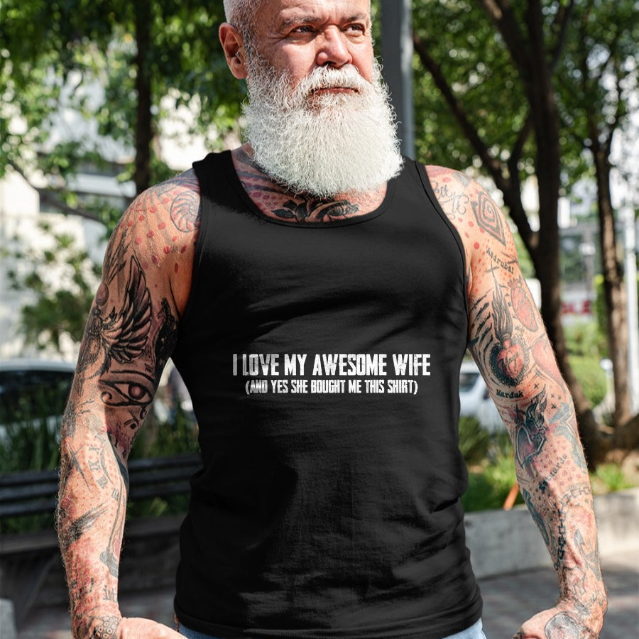 Best Husband Shirt, Wife and Husband Unisex T-Shirt/Hoodie/Sweatshirt HLT00 - I Love My Awesome Wife And Yes She Bought Me This T-Shirt
