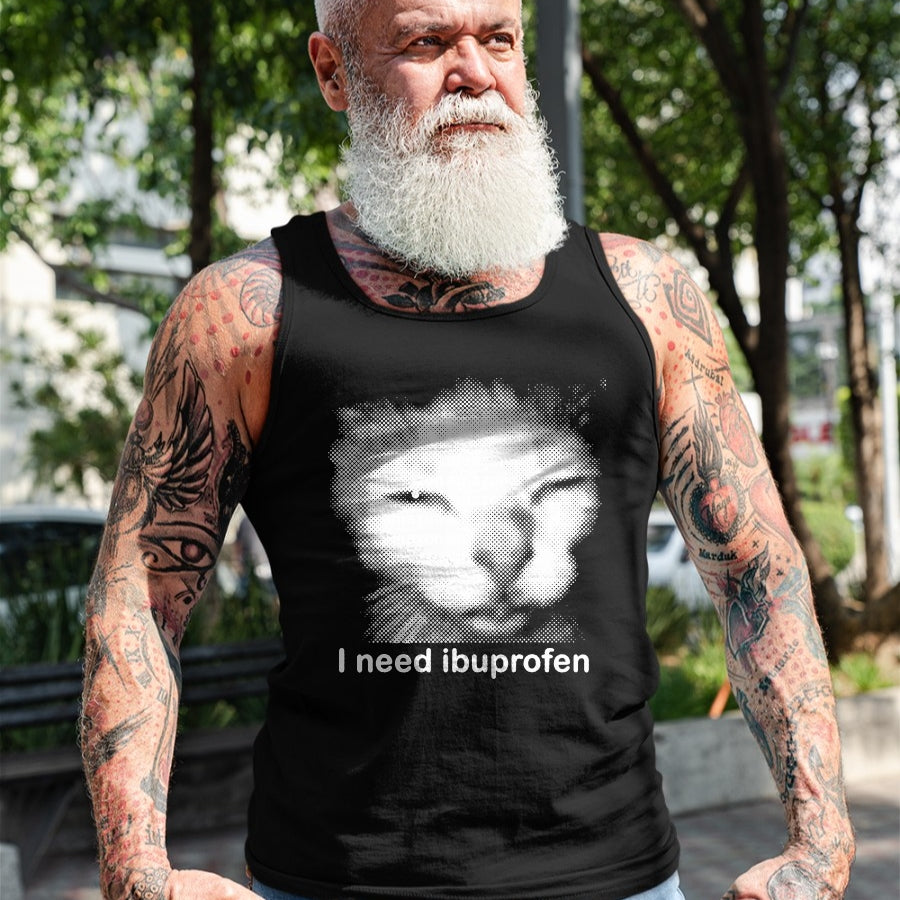 Cat Love Shirt, Funny Cat Lover Gift UnisexT-Shirt/Hoodie/Sweatshirt HLT00 - I Need Ibuprofen Funny Vintage Graphic Cat Meme T-Shirt