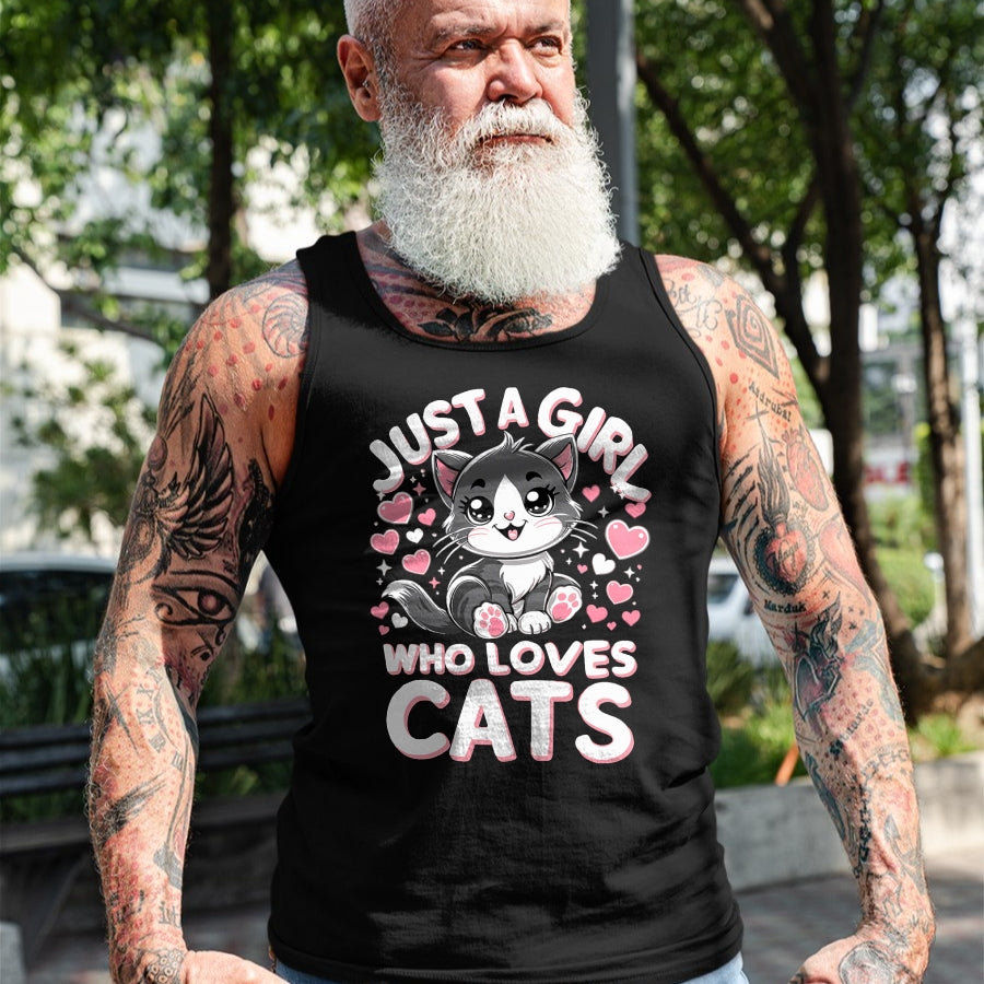 Cat Love Shirt, Funny Cat Lover Gift UnisexT-Shirt/Hoodie/Sweatshirt HLT00 - Just A Girl Who Loves Cats Cute Cat T-Shirt (1)
