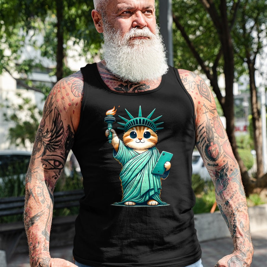 Cat Love Shirt, Funny Cat Lover Gift UnisexT-Shirt/Hoodie/Sweatshirt HLT00 - Cute Kawaii Cat Statue of Liberty I Love New York NYC T-Shirt (1)
