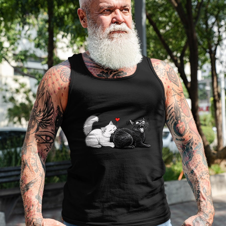 Cat Love Shirt, Funny Cat Lover Gift UnisexT-Shirt/Hoodie/Sweatshirt HLT00 - Funny Cat Couple Black White Cats Love Cat Biting Cat Butt T-Shirt