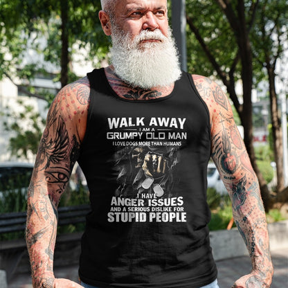 Best Husband Shirt, Wife and Husband Unisex T-Shirt/Hoodie/Sweatshirt HLT00 - Walk Away I Am A Grumpy Old Man I Love Dogs More Than Humans T-Shirt