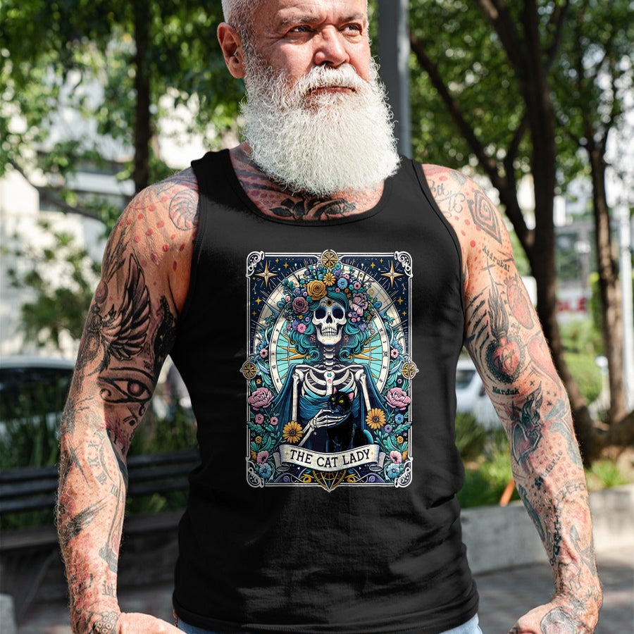 Cat Love Shirt, Funny Cat Lover Gift UnisexT-Shirt/Hoodie/Sweatshirt HLT00 - The Cat Lady Tarot Card Skeleton Cat Mom Cat Lover T-Shirt