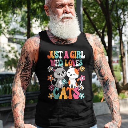 Cat Love Shirt, Funny Cat Lover Gift UnisexT-Shirt/Hoodie/Sweatshirt HLT00 - Just A Girl Who Loves Cats Cute Cat Lover Kitten Girls Kids T-Shirt (1)