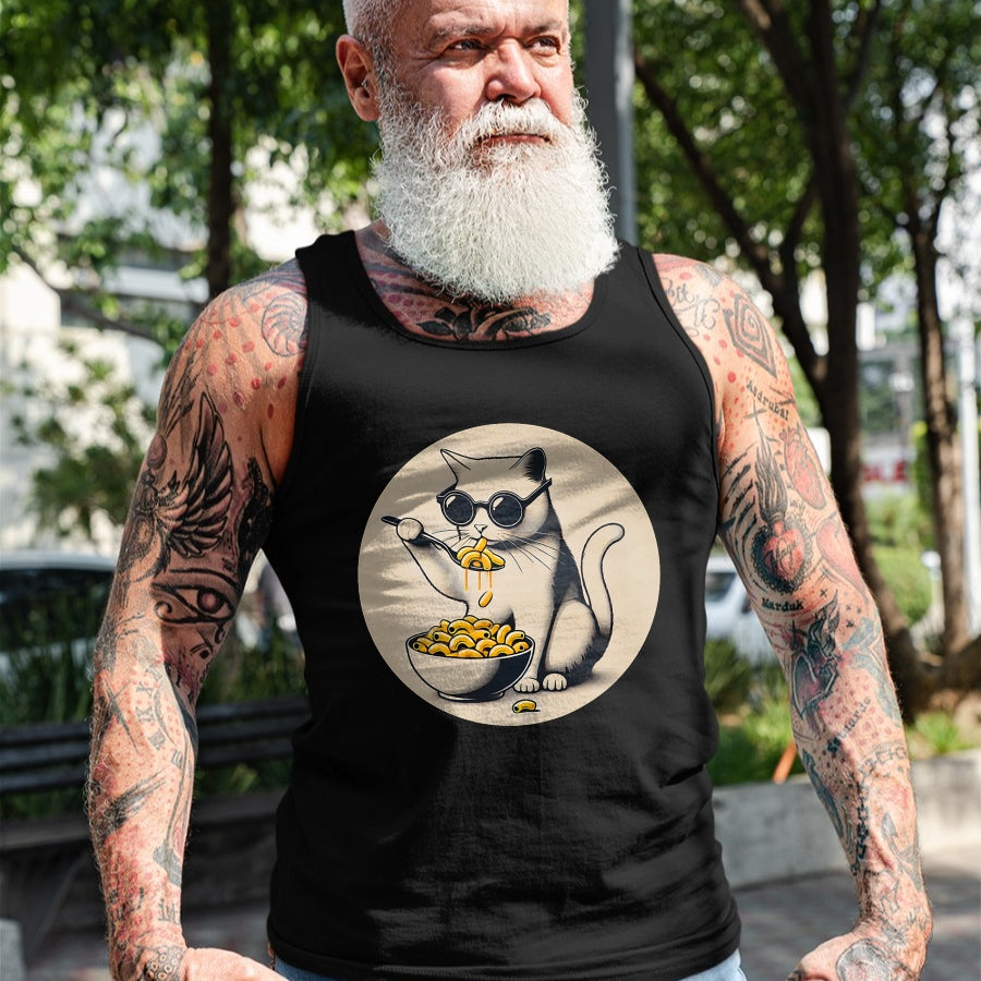 Cat Love Shirt, Funny Cat Lover Gift UnisexT-Shirt/Hoodie/Sweatshirt HLT00 - Cat Eating Mac and Cheese Men Women Girls Kids T-Shirt (1)