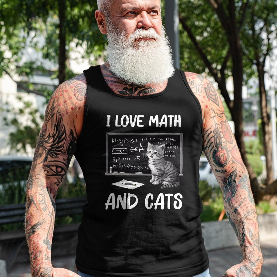 Cat Love Shirt, Funny Cat Lover Gift UnisexT-Shirt/Hoodie/Sweatshirt HLT00 - I Love Math and Cats Funny Cat Lover Science Teacher Student T-Shirt (1)