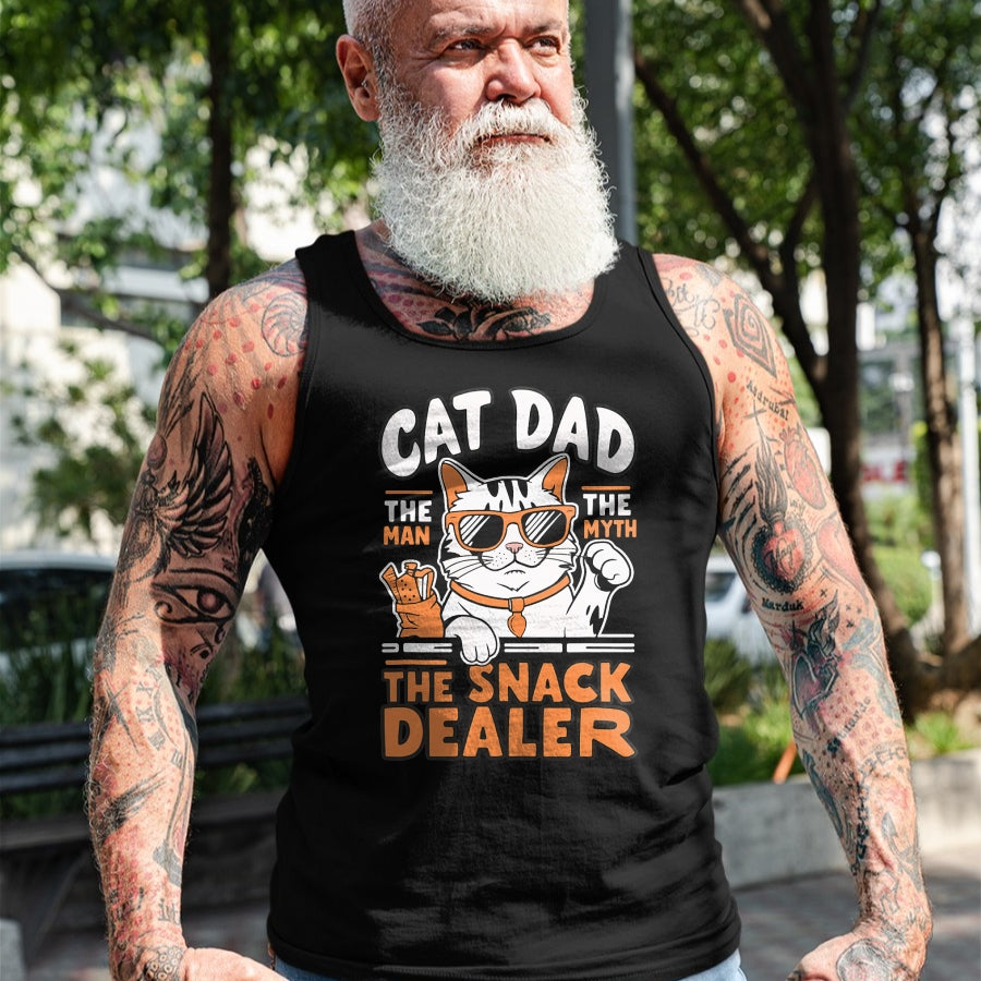 Cat Love Shirt, Funny Cat Lover Gift UnisexT-Shirt/Hoodie/Sweatshirt HLT00 - Cat Dad The Man The Myth The Snack Dealer T-Shirt