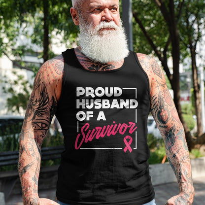 Best Husband Shirt, Wife and Husband Unisex T-Shirt/Hoodie/Sweatshirt HLT00 - Proud Husband of Survivor Breast Cancer Awareness Men Gift T-Shirt