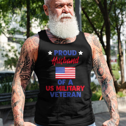 Best Husband Shirt, Wife and Husband Unisex T-Shirt/Hoodie/Sweatshirt HLT00 - Proud Husband Of A US Military Veteran - Veteran_s Day T-Shirt