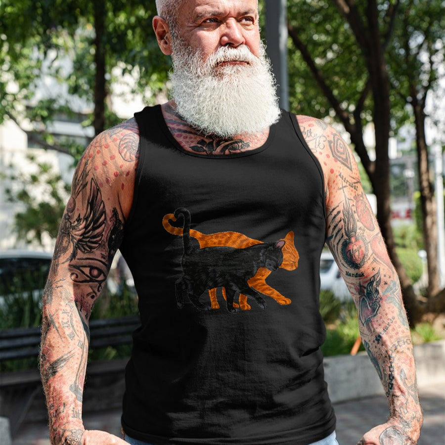 Cat Love Shirt, Funny Cat Lover Gift UnisexT-Shirt/Hoodie/Sweatshirt HLT00 - Black Cat Orange Cat Heart Tail Love T-Shirt (1)