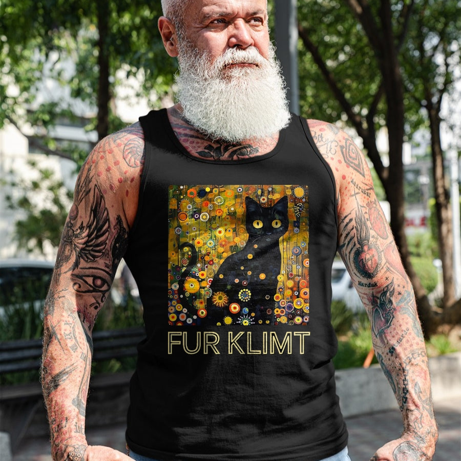 Cat Love Shirt, Funny Cat Lover Gift UnisexT-Shirt/Hoodie/Sweatshirt HLT00 - Black Cat in Klimt Painting, Cat Lover, Artist Art Student T-Shirt, Men, Black, 3X-Large
