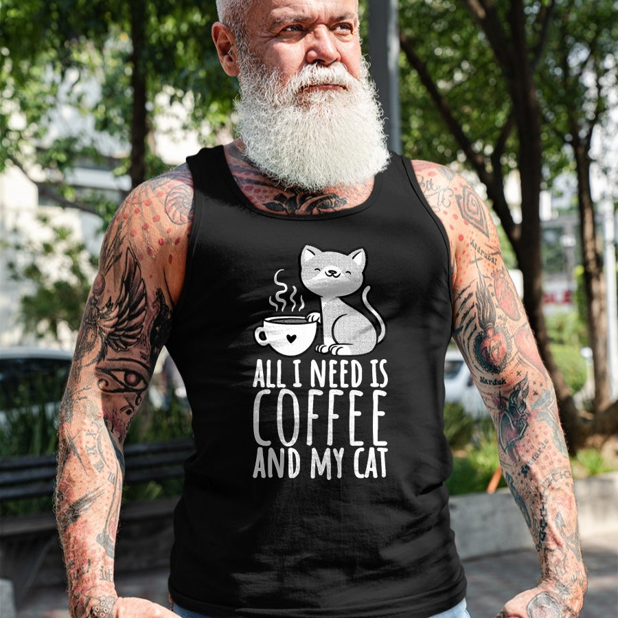 Cat Love Shirt, Funny Cat Lover Gift UnisexT-Shirt/Hoodie/Sweatshirt HLT00 - All I Need is Coffee and My Cat, Coffee Men and Women T-Shirt