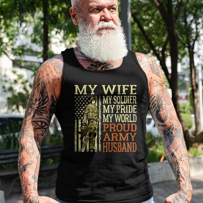 Best Husband Shirt, Wife and Husband Unisex T-Shirt/Hoodie/Sweatshirt HLT00 - My Wife My Soldier Hero - Proud Army Husband Military Spouse T-Shirt
