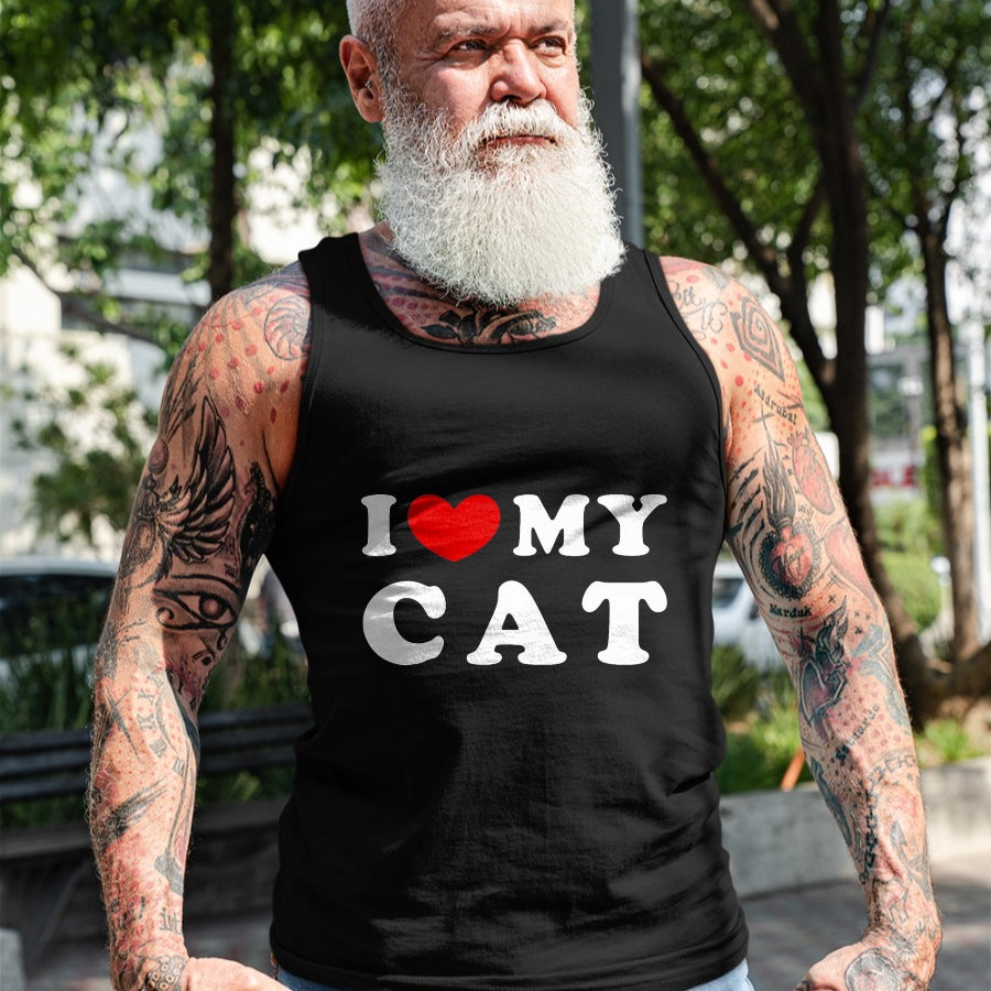 Cat Love Shirt, Funny Cat Lover Gift UnisexT-Shirt/Hoodie/Sweatshirt HLT00 - I Love My Cat, I Heart My Cat T-Shirt, Men, Pink Heather, X-Large