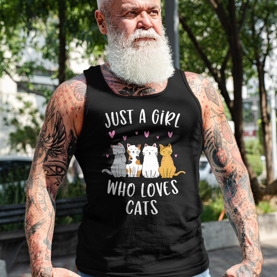 Cat Love Shirt, Funny Cat Lover Gift UnisexT-Shirt/Hoodie/Sweatshirt HLT00 - Just A Girl Who Loves Cats Cute Cat Lover T-Shirt Small