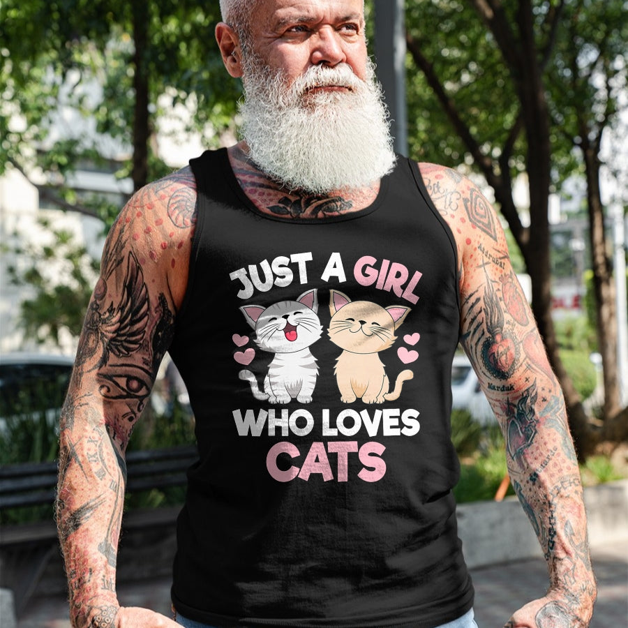 Cat Love Shirt, Funny Cat Lover Gift UnisexT-Shirt/Hoodie/Sweatshirt HLT00 - Just A Girl Who Loves Cats Cute Cat Lover Kitty Girls Kids T-Shirt