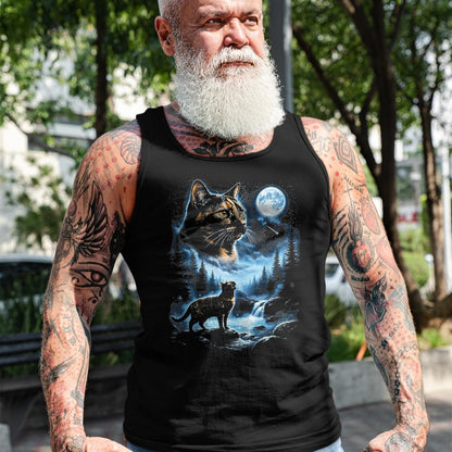 Cat Love Shirt, Funny Cat Lover Gift UnisexT-Shirt/Hoodie/Sweatshirt HLT00 - Tortoiseshell Cat Howling At Moon Celestial Parody Design T-Shirt, Men, Black, 3X-Large