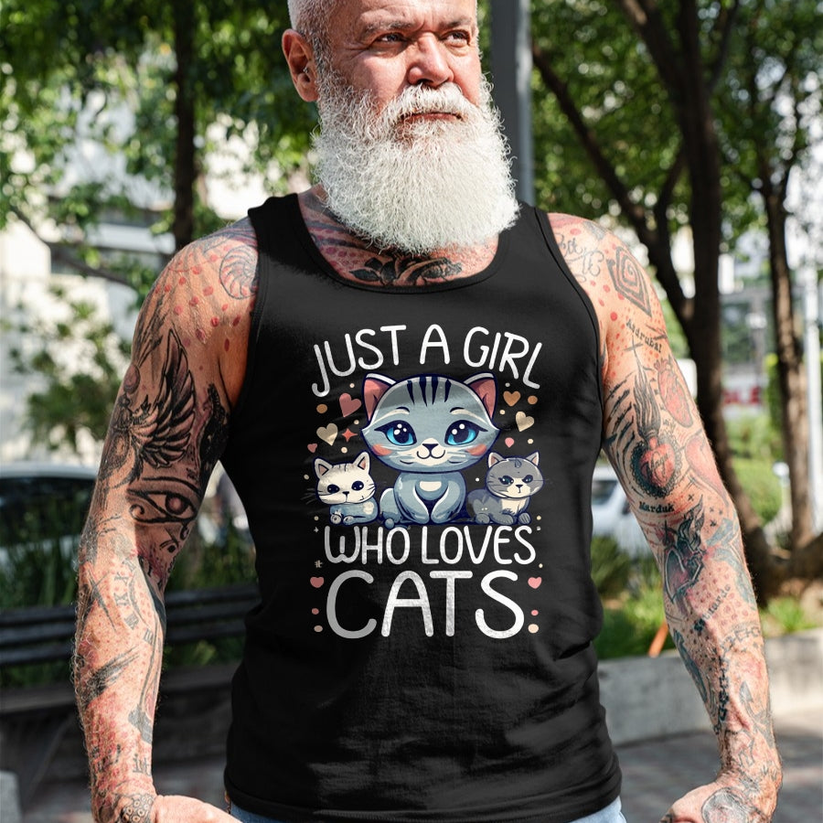 Cat Love Shirt, Funny Cat Lover Gift UnisexT-Shirt/Hoodie/Sweatshirt HLT00 - Just a Girl who Loves Cats Cute Cat Lover T-Shirt