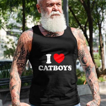 Cat Love Shirt, Funny Cat Lover Gift UnisexT-Shirt/Hoodie/Sweatshirt HLT00 - Cat Boy Heart Funny Cute Costume Furry Catboy Joke Meme Fan T-Shirt, Men, Black, 3X-Large
