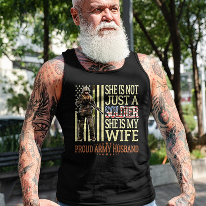 Best Husband Shirt, Wife and Husband Unisex T-Shirt/Hoodie/Sweatshirt HLT00 - She is Not Just A Soldier She is My Wife Proud Army Husband T-Shirt, Men, Black, 3X-Large