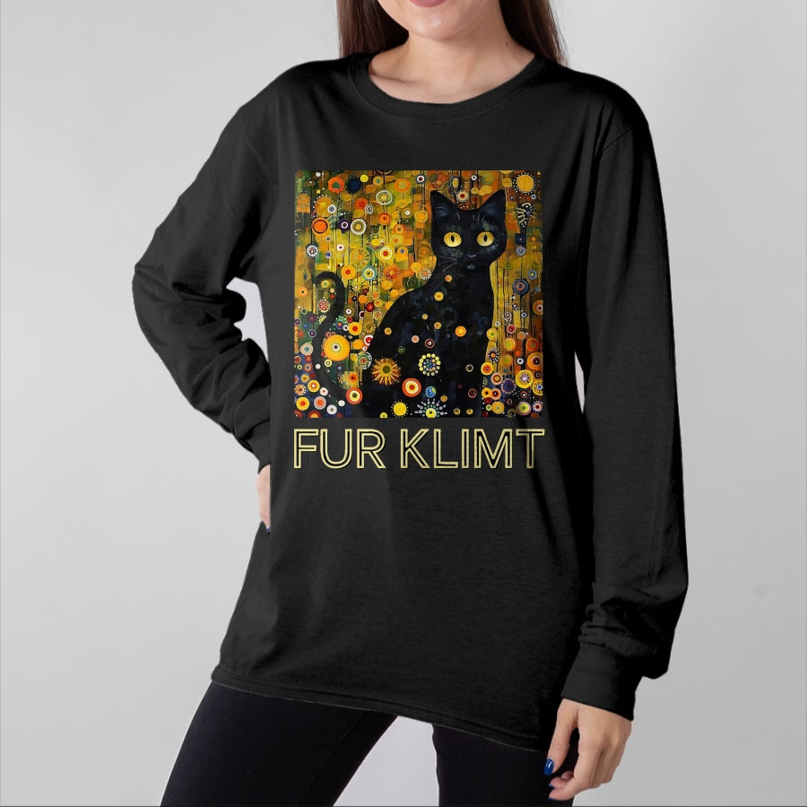 Cat Love Shirt, Funny Cat Lover Gift UnisexT-Shirt/Hoodie/Sweatshirt HLT00 - Black Cat in Klimt Painting, Cat Lover, Artist Art Student T-Shirt, Men, Black, 3X-Large