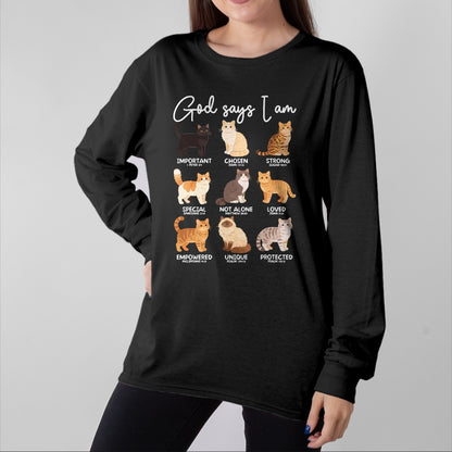Cat Love Shirt, Funny Cat Lover Gift UnisexT-Shirt/Hoodie/Sweatshirt HLT00 - God Says I Am Bible Verses Christian Scripture Cat T-Shirt