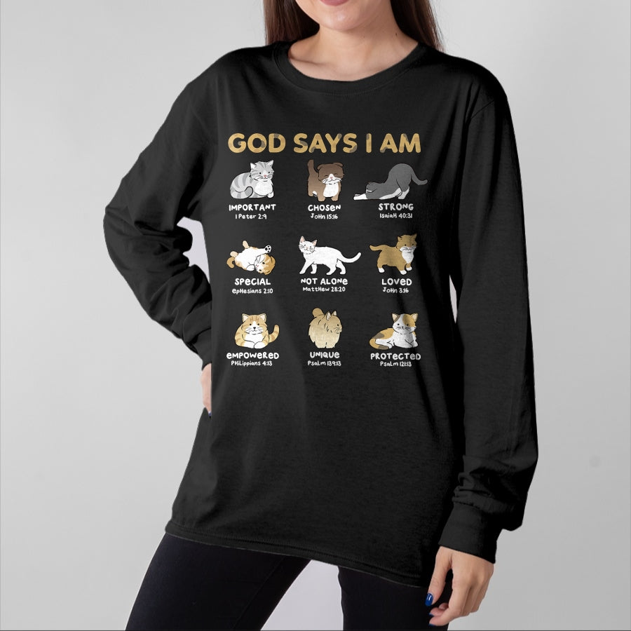 Cat Love Shirt, Funny Cat Lover Gift UnisexT-Shirt/Hoodie/Sweatshirt HLT00 - God Says I Am Cat Cute Cats Lover Bible Verse Christian T-Shirt