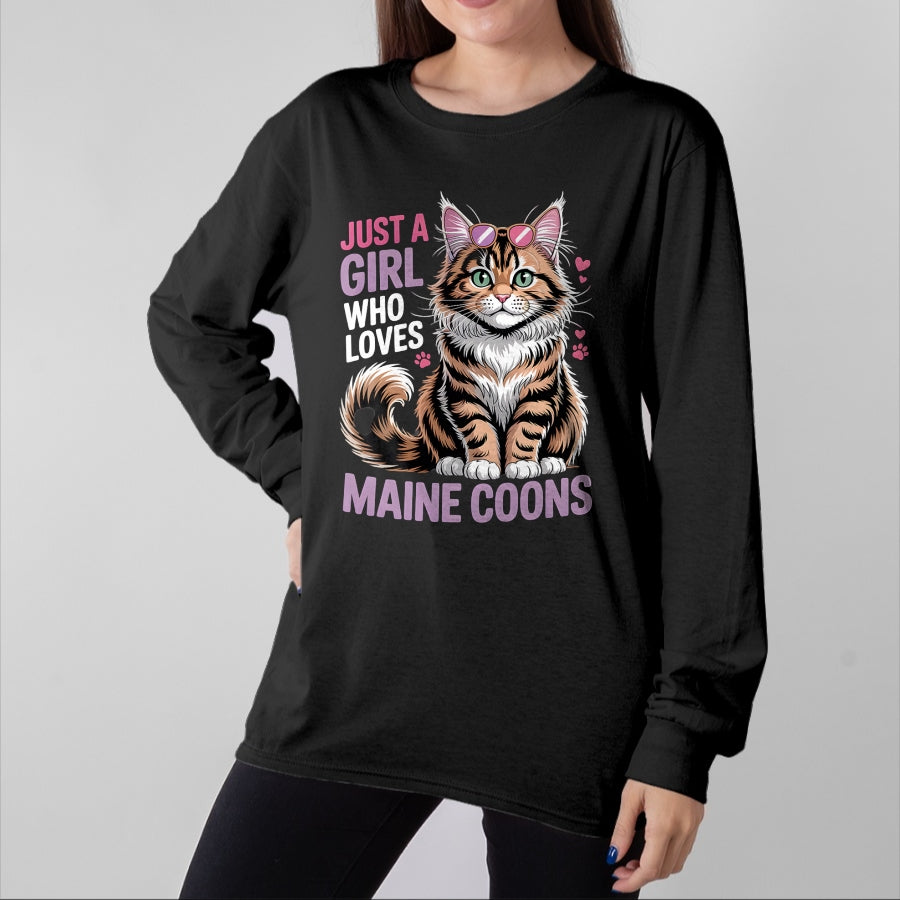 Cat Love Shirt, Funny Cat Lover Gift UnisexT-Shirt/Hoodie/Sweatshirt HLT00 - Girls Maine Coon T-Shirt