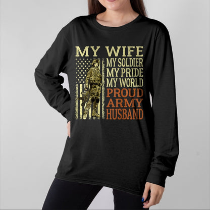 Best Husband Shirt, Wife and Husband Unisex T-Shirt/Hoodie/Sweatshirt HLT00 - My Wife My Soldier Hero - Proud Army Husband Military Spouse T-Shirt