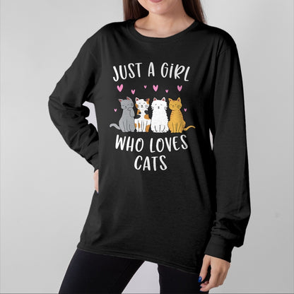 Cat Love Shirt, Funny Cat Lover Gift UnisexT-Shirt/Hoodie/Sweatshirt HLT00 - Just A Girl Who Loves Cats Cute Cat Lover T-Shirt Small (1)