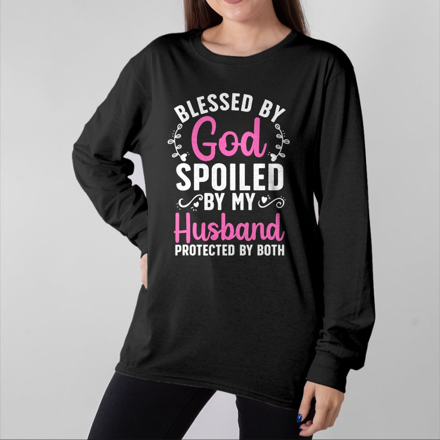 Best Husband Shirt, Wife and Husband Unisex T-Shirt/Hoodie/Sweatshirt HLT00 - Funny Spoiled Wife Art For Women Girls Husband Spoiled Wife T-Shirt