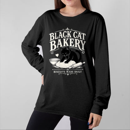 Cat Love Shirt, Funny Cat Lover Gift UnisexT-Shirt/Hoodie/Sweatshirt HLT00 - Black Cat Bakery Biscuits Made Daily Cat Lover Art T-Shirt