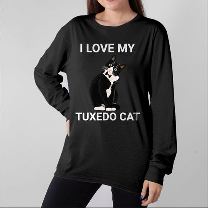 Cat Love Shirt, Funny Cat Lover Gift UnisexT-Shirt/Hoodie/Sweatshirt HLT00 - I Love My Tuxedo Cat, for Tuxedo Cat Lover, Funny Tuxedo Cat T-Shirt (1)