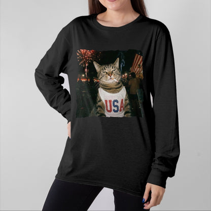 Cat Love Shirt, Funny Cat Lover Gift UnisexT-Shirt/Hoodie/Sweatshirt HLT00 - July 4th Patriotic Cat Smoking Cigarette 250 Years Cat Lover T-Shirt