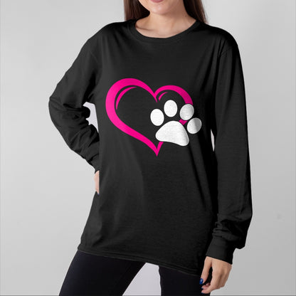 Cat Love Shirt, Funny Cat Lover Gift UnisexT-Shirt/Hoodie/Sweatshirt HLT00 - Cute I Love My Dog Puppy Cat Paw Heart T-Shirt (1)
