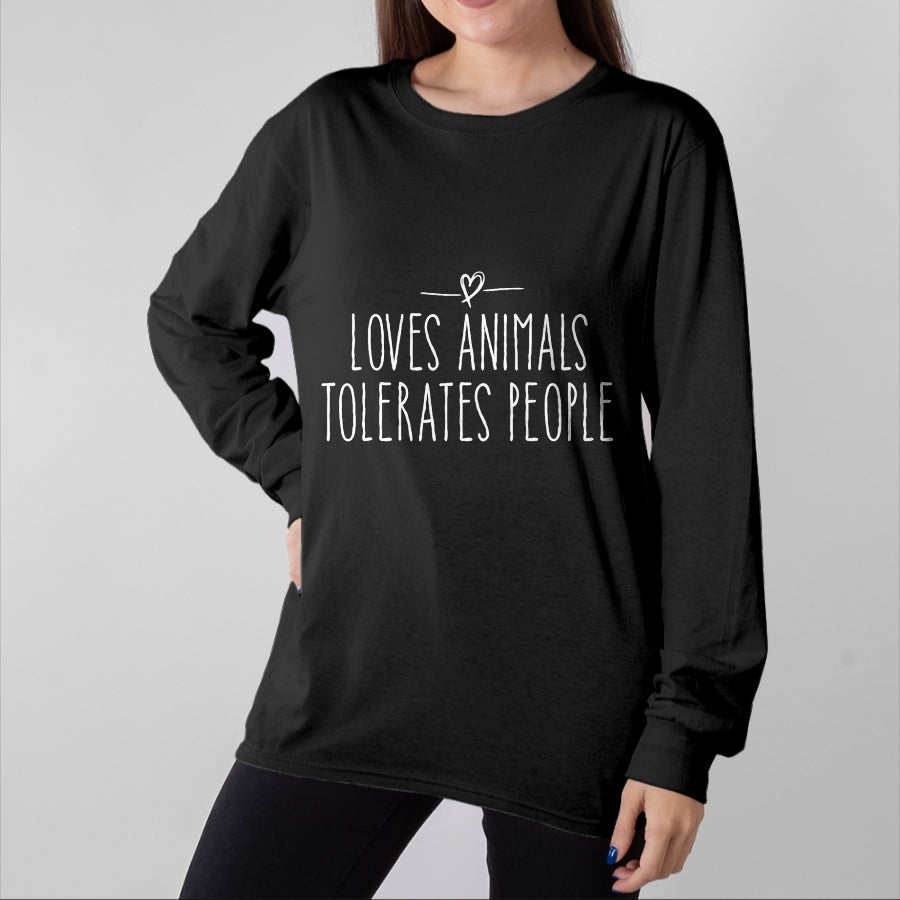 Cat Love Shirt, Funny Cat Lover Gift UnisexT-Shirt/Hoodie/Sweatshirt HLT00 - loves animals tolerates people quote Cat Lover & Dog Love T-Shirt