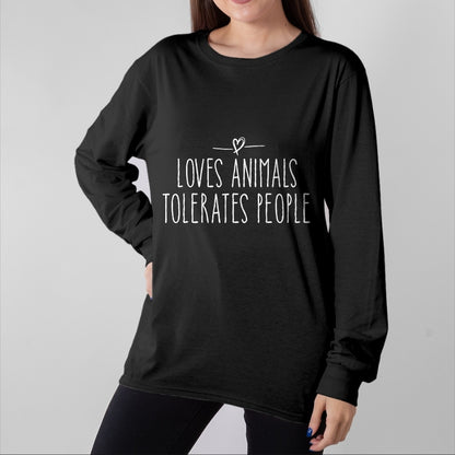 Cat Love Shirt, Funny Cat Lover Gift UnisexT-Shirt/Hoodie/Sweatshirt HLT00 - loves animals tolerates people quote Cat Lover & Dog Love T-Shirt