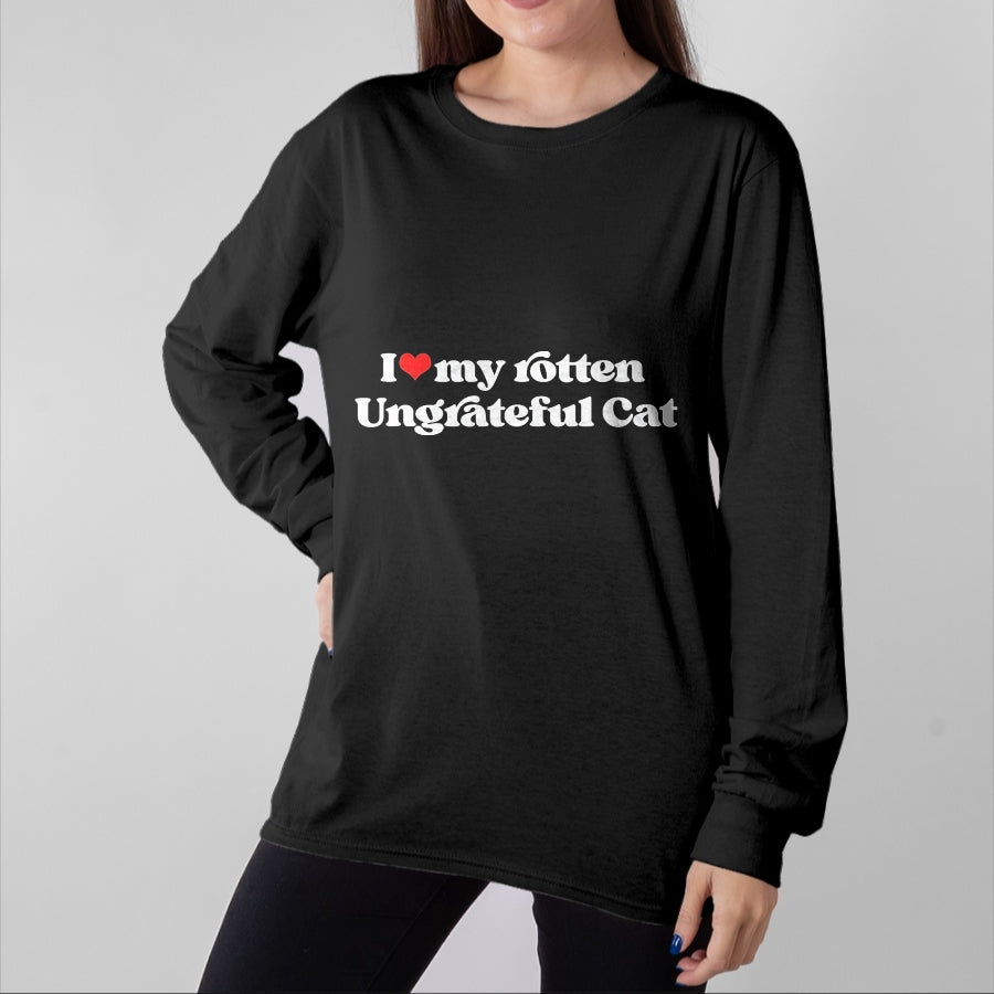 Cat Love Shirt, Funny Cat Lover Gift UnisexT-Shirt/Hoodie/Sweatshirt HLT00 - I Love My Rotten Ungrateful Cat Funny Cat Mom Dad T-Shirt, Men, Heather Blue, X-Large
